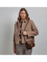 Borsa a tracolla piccola in pelle con patta The Bridge Mia – Moka/Oro