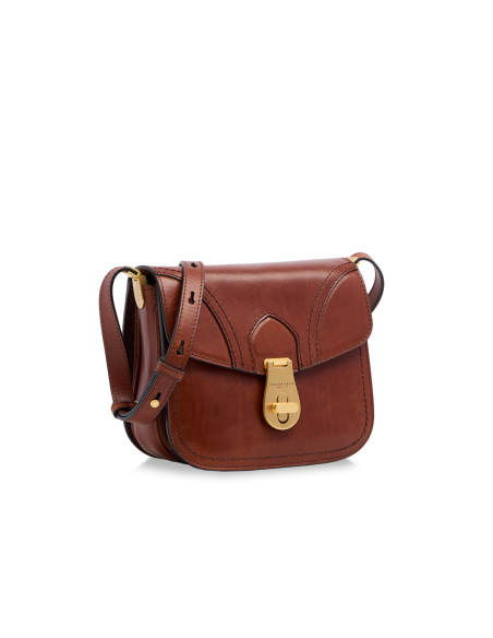 Borsa a tracolla media in pelle The Bridge Mia – Marrone/Oro - foto 2