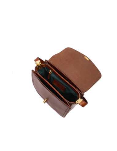 Borsa a tracolla media in pelle The Bridge Mia – Marrone/Oro - foto 4
