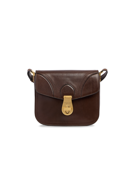 Borsa a tracolla media in pelle The Bridge Mia – Moka/Oro - foto 1