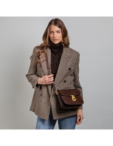 Borsa a tracolla media in pelle The Bridge Mia – Moka/Oro - foto 5