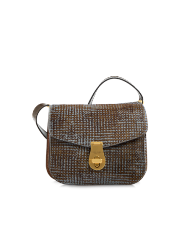 Borsa a tracolla in pelle effetto cavallino The Bridge Mia Wow – Moka/Azzurro - foto 1