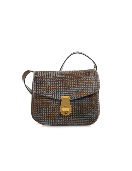 Borsa a tracolla in pelle effetto cavallino The Bridge Mia Wow – Moka/Azzurro - foto 1