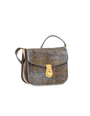 Borsa a tracolla in pelle effetto cavallino The Bridge Mia Wow – Moka/Azzurro - foto 2