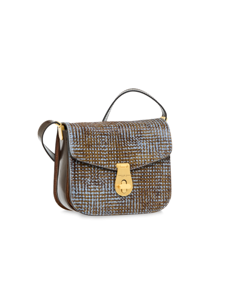 Borsa a tracolla in pelle effetto cavallino The Bridge Mia Wow – Moka/Azzurro - foto 2