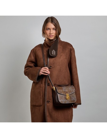 Borsa a tracolla in pelle effetto cavallino The Bridge Mia Wow – Moka/Azzurro - foto 5