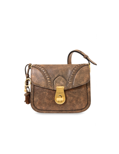 Borsa a tracolla in pelle cracklé The Bridge Mia Wow – Moka/Oro - foto 1
