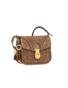 Borsa a tracolla in pelle cracklé The Bridge Mia Wow – Moka/Oro - foto 1 2