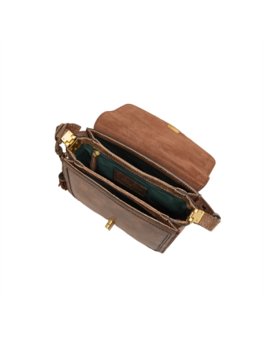 Borsa a tracolla in pelle cracklé The Bridge Mia Wow – Moka/Oro - foto 4