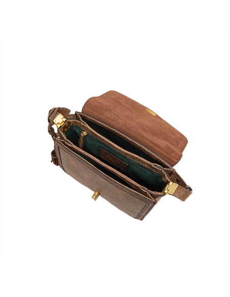 Borsa a tracolla in pelle cracklé The Bridge Mia Wow – Moka/Oro - foto 4