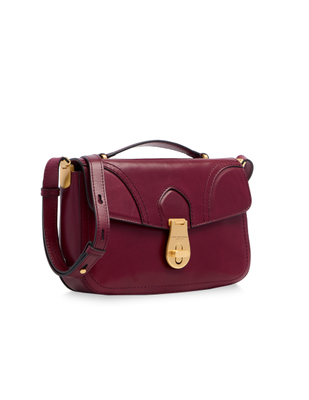 Borsa a mano in pelle con tracolla The Bridge Mia – Barolo/Oro - foto 2