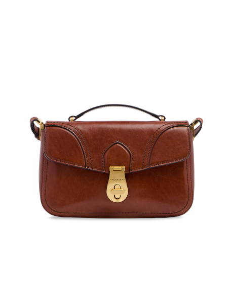 Borsa a mano in pelle con tracolla The Bridge Mia – Marrone/Oro - foto 1