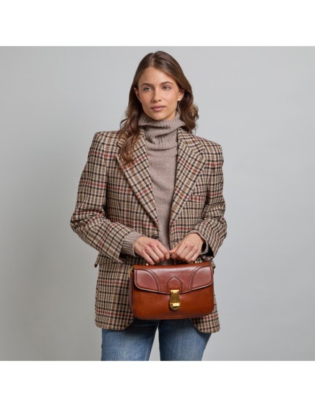 Borsa a mano in pelle con tracolla The Bridge Mia – Marrone/Oro - foto 5