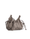Borsa a tracolla con coulisse in pelle martellata The Bridge Martina – Greige/Oro