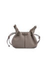 Borsa a tracolla con coulisse in pelle martellata The Bridge Martina – Greige/Oro