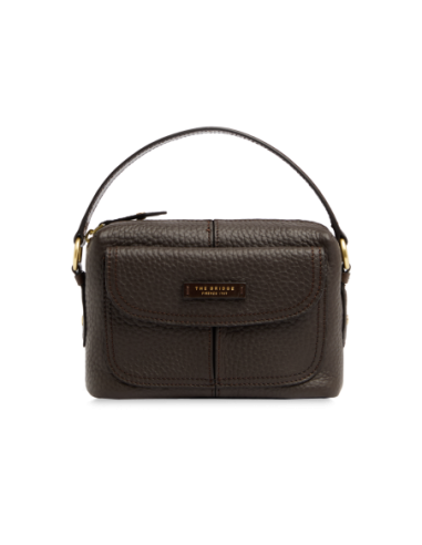 Camera case a tracolla in pelle martellata con manigliotto The Bridge Martina – Moka/Oro - foto 1