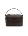 Camera case a tracolla in pelle martellata con manigliotto The Bridge Martina – Moka/Oro