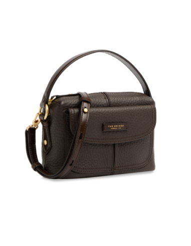 Camera case a tracolla in pelle martellata con manigliotto The Bridge Martina – Moka/Oro - foto 2