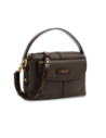 Camera case a tracolla in pelle martellata con manigliotto The Bridge Martina – Moka/Oro