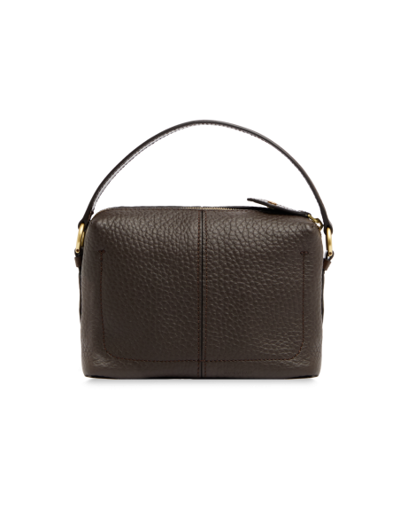 Camera case a tracolla in pelle martellata con manigliotto The Bridge Martina – Moka/Oro - foto 3