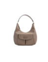 Borsa hobo morbida in pelle martellata The Bridge Martina – Greige/Oro