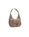 Borsa hobo morbida in pelle martellata The Bridge Martina – Greige/Oro