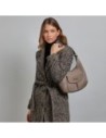 Borsa hobo morbida in pelle martellata The Bridge Martina – Greige/Oro