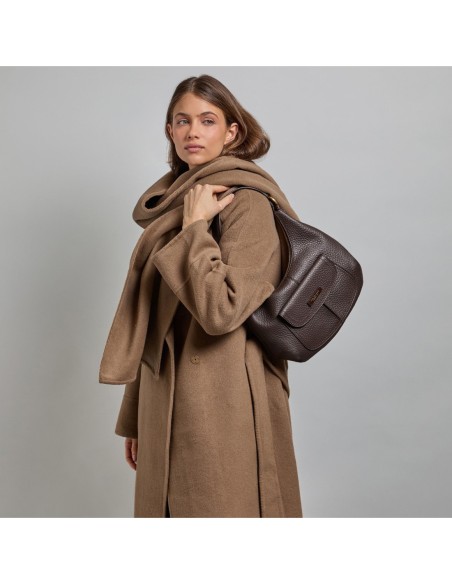 Borsa hobo morbida in pelle martellata The Bridge Martina – Moka/Oro - foto 5