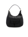 Borsa hobo grande in pelle con tasca frontale The Bridge Martina – Nero/Oro