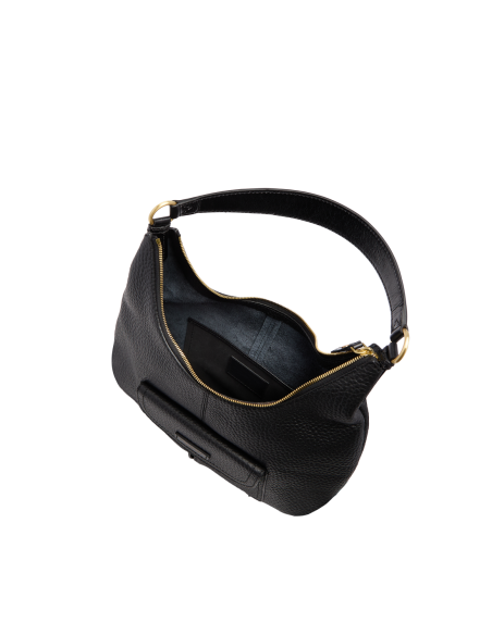 Borsa hobo grande in pelle con tasca frontale The Bridge Martina – Nero/Oro - foto 4