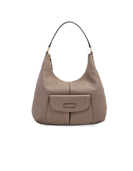 Borsa hobo grande in pelle con tasca frontale The Bridge Martina – Greige/Oro - foto 1