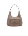 Borsa hobo grande in pelle con tasca frontale The Bridge Martina – Greige/Oro