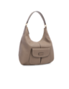 Borsa hobo grande in pelle con tasca frontale The Bridge Martina – Greige/Oro