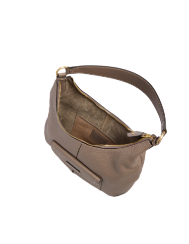 Borsa hobo grande in pelle con tasca frontale The Bridge Martina – Greige/Oro - foto 4