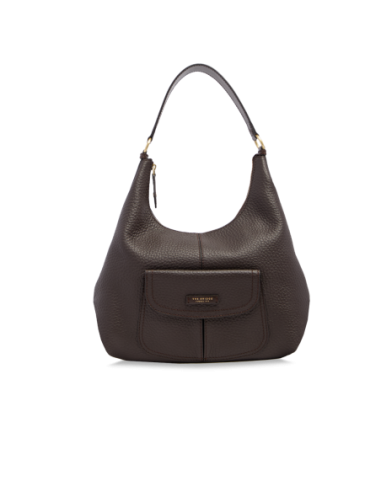 Borsa hobo grande in pelle con tasca frontale The Bridge Martina – Moka/Oro - foto 1