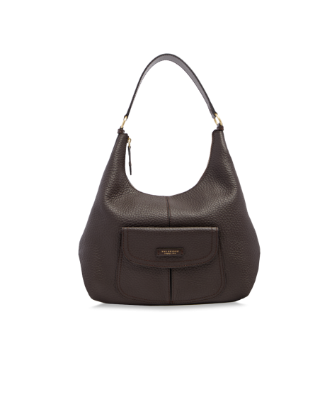 Borsa hobo grande in pelle con tasca frontale The Bridge Martina – Moka/Oro - foto 1