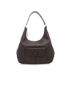 Borsa hobo grande in pelle con tasca frontale The Bridge Martina – Moka/Oro