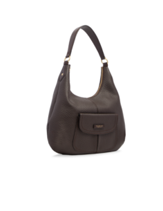 Borsa hobo grande in pelle con tasca frontale The Bridge Martina – Moka/Oro - foto 1 2