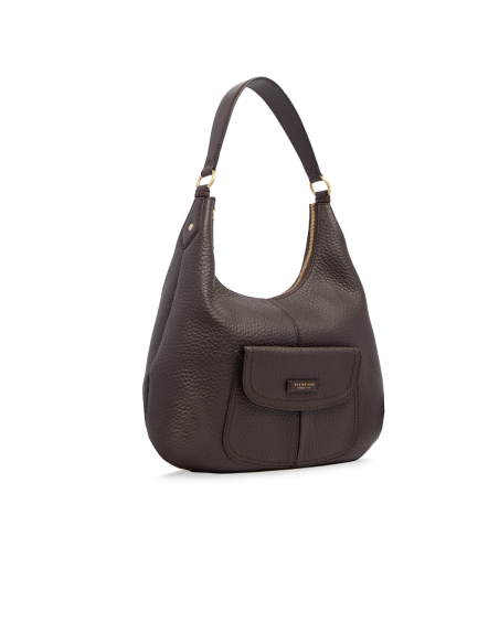 Borsa hobo grande in pelle con tasca frontale The Bridge Martina – Moka/Oro - foto 2