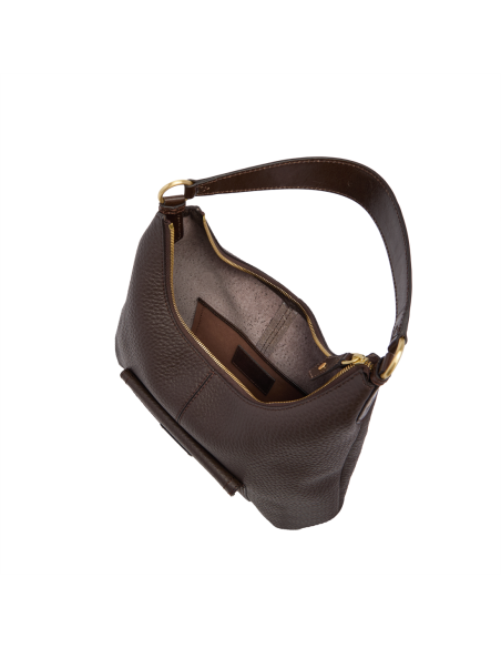Borsa hobo grande in pelle con tasca frontale The Bridge Martina – Moka/Oro - foto 4
