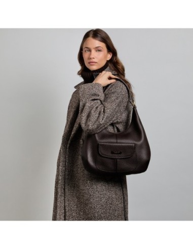 Borsa hobo grande in pelle con tasca frontale The Bridge Martina – Moka/Oro - foto 5