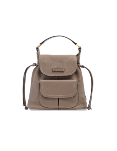 Zaino donna in pelle martellata con coulisse The Bridge Martina – Greige/Oro - foto 1