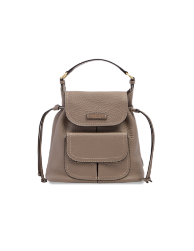 Zaino donna in pelle martellata con coulisse The Bridge Martina – Greige/Oro - foto 1