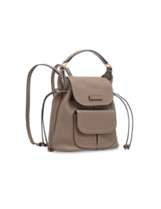 Zaino donna in pelle martellata con coulisse The Bridge Martina – Greige/Oro - foto 1 2