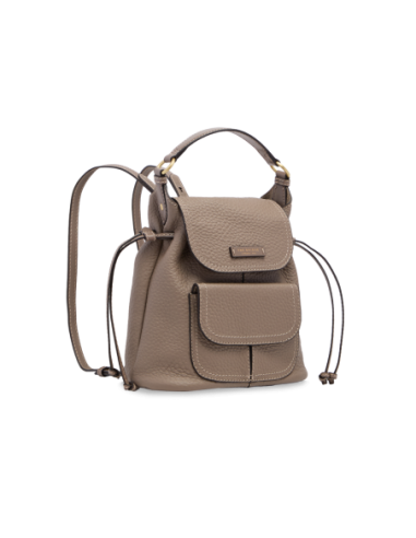 Zaino donna in pelle martellata con coulisse The Bridge Martina – Greige/Oro - foto 2
