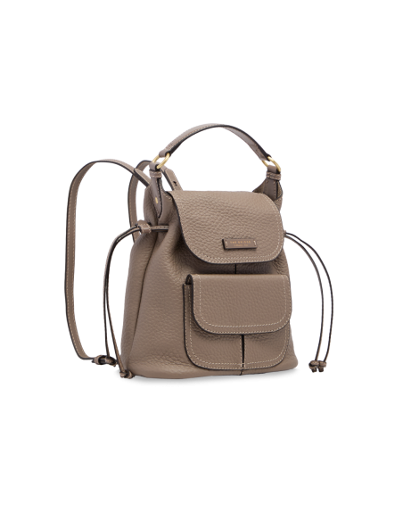 Zaino donna in pelle martellata con coulisse The Bridge Martina – Greige/Oro - foto 2