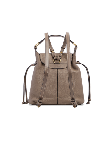 Zaino donna in pelle martellata con coulisse The Bridge Martina – Greige/Oro - foto 3