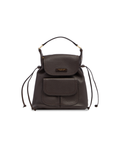 Zaino donna in pelle martellata con coulisse The Bridge Martina – Moka/Oro - foto 1