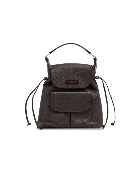 Zaino donna in pelle martellata con coulisse The Bridge Martina – Moka/Oro - foto 1