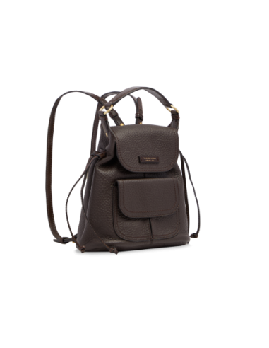 Zaino donna in pelle martellata con coulisse The Bridge Martina – Moka/Oro - foto 2